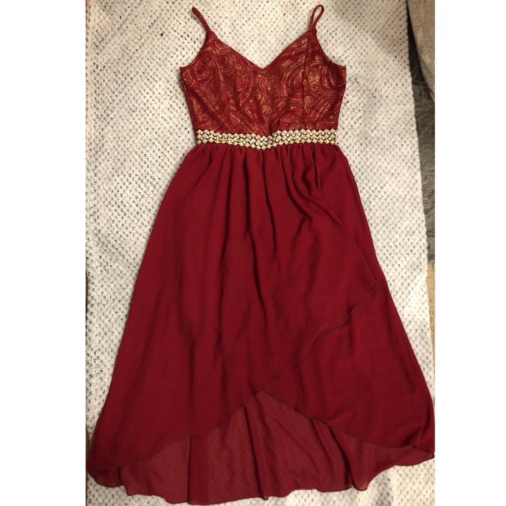 Red high-low dress